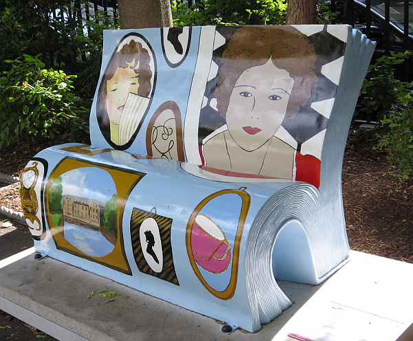 The "Pride and Prejudice" book bench.